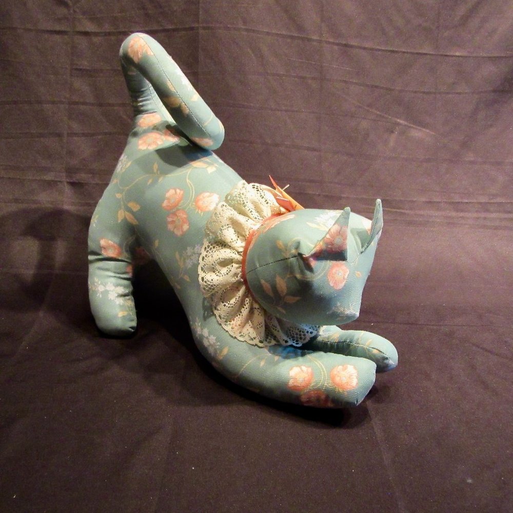 Floral Fabric Cat Door Stop. #1